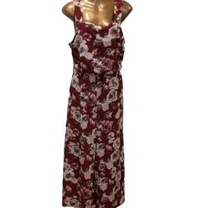 NWT Sz M Xhilaration Maroon Floral Jumpsuit Romper